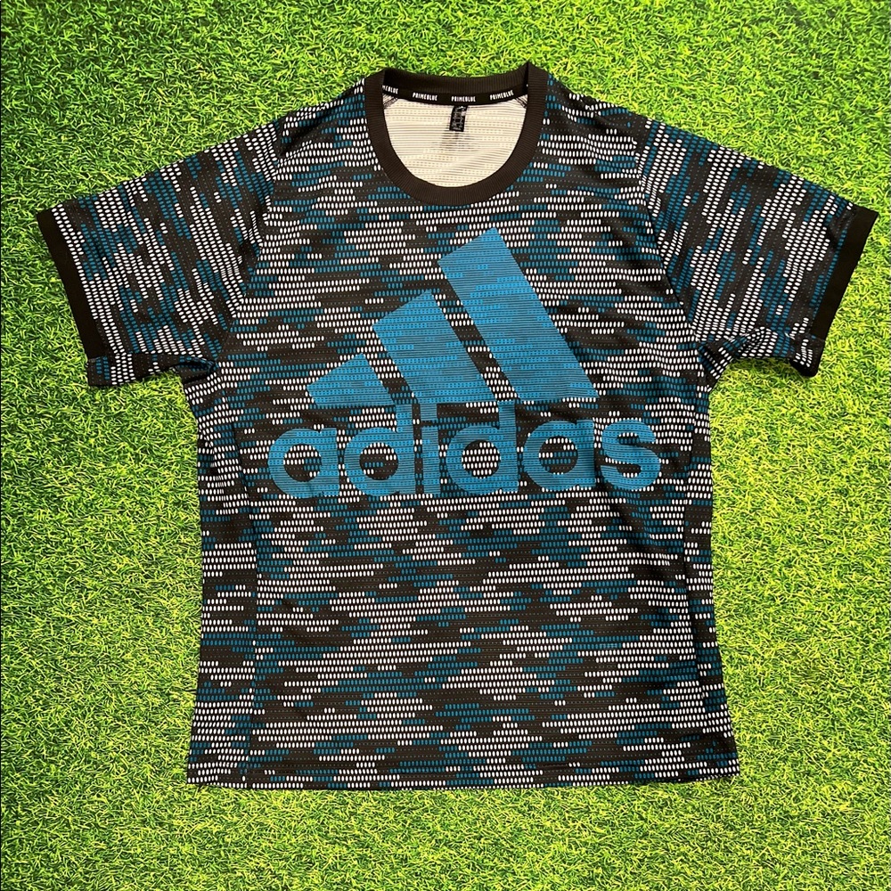 Adidas Logo Tee PrimeBlue Polyester Tennis Camo Shirt